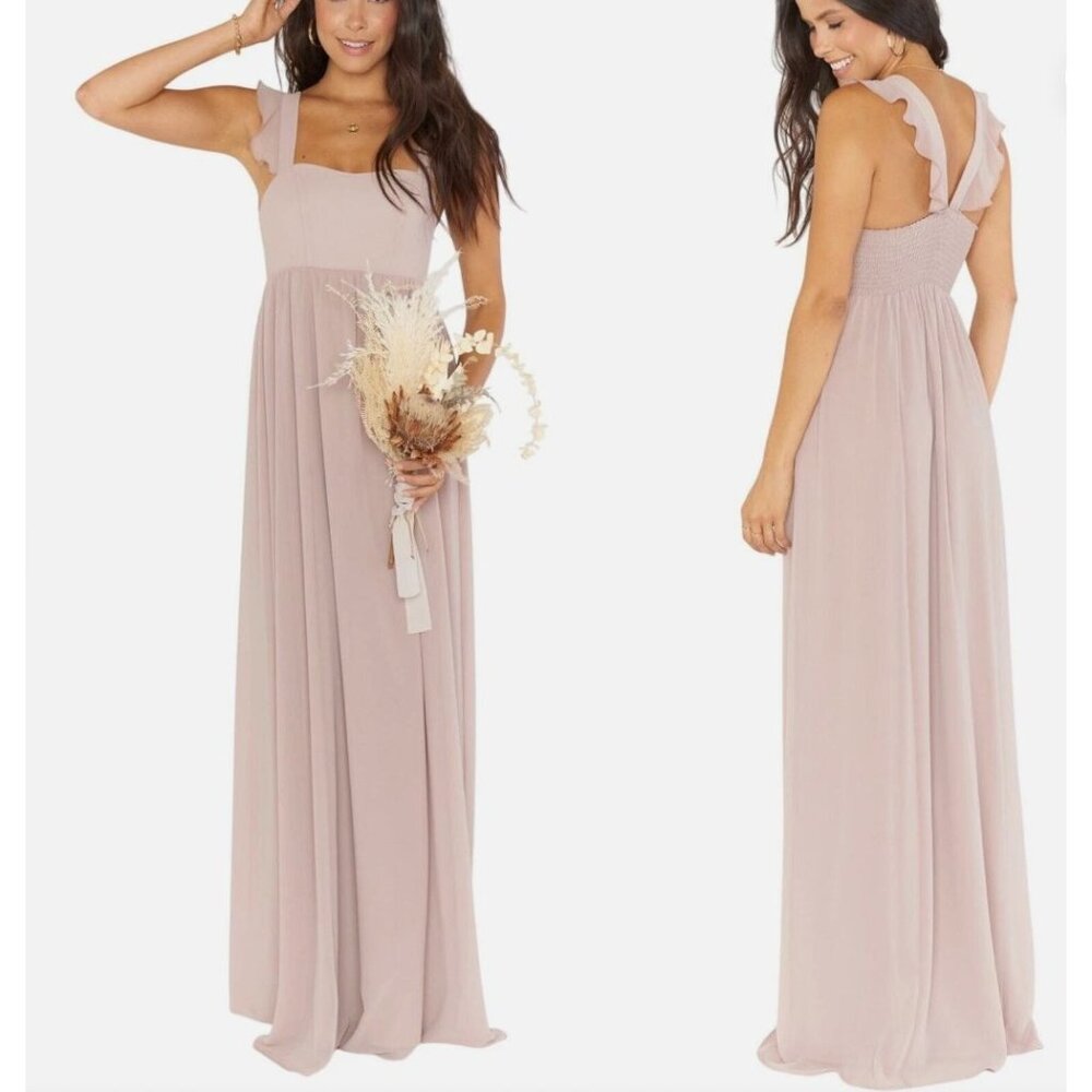 SHOW ME YOUR MUMU june maxi bridesmaid dress in mauve chiffon size S